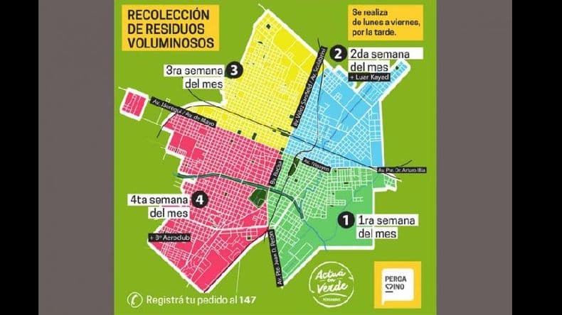 Cronograma para la recolección de residuos voluminosos en este mes