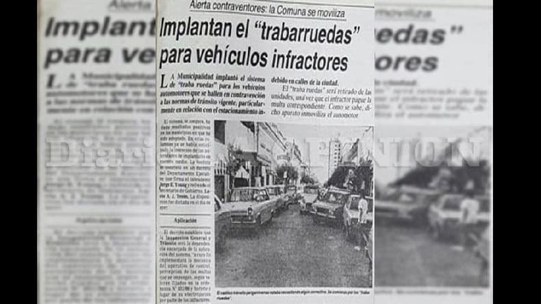 Cuando en Pergamino implantaban el “trabarruedas” para vehículos que estaban mal estacionados