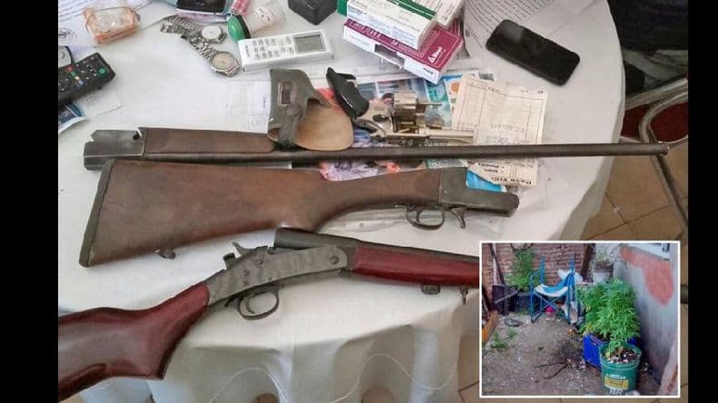 Allanamiento por violencia de género: secuestraron armas y 10 plantas de marihuana
