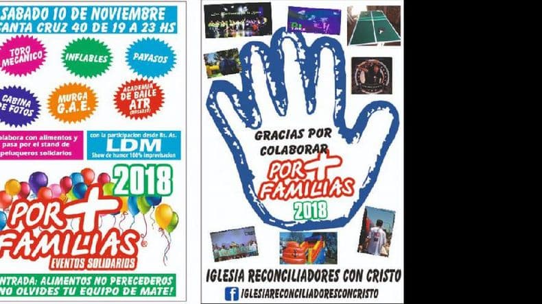 El 10 de noviembre será el evento solidario “Por más familias”
