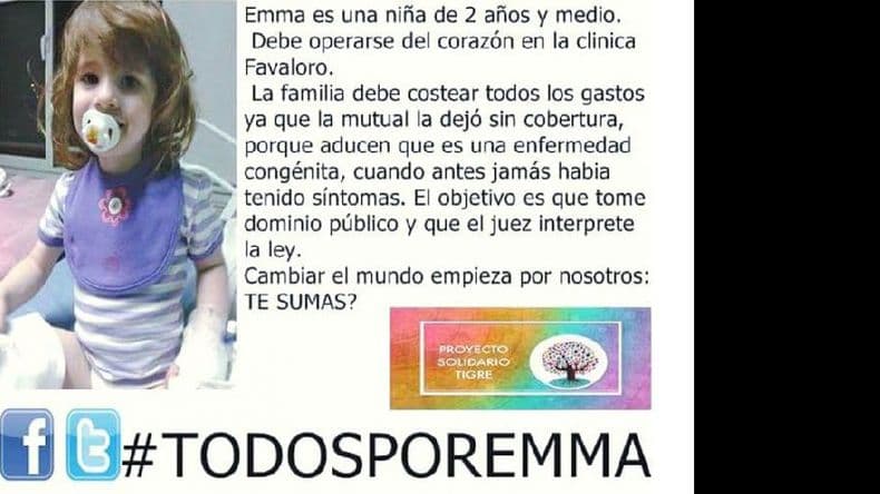 En el medio de una batalla judicial, Emma espera ser operada del corazón