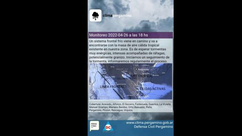 Sigue vigente el alerta meteorológico anunciado para esta noche y la madrugada del miércoles