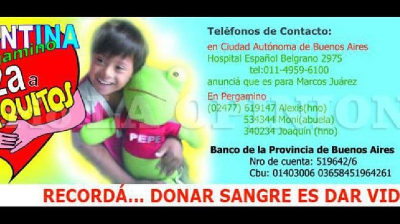 Pergamino abraza a Marquitos: nuevo operativo para donar sangre
