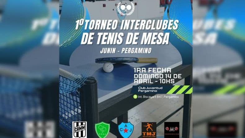 El domingo en Juventud comenzará el 1º Torneo Interclubes de tenis de mesa