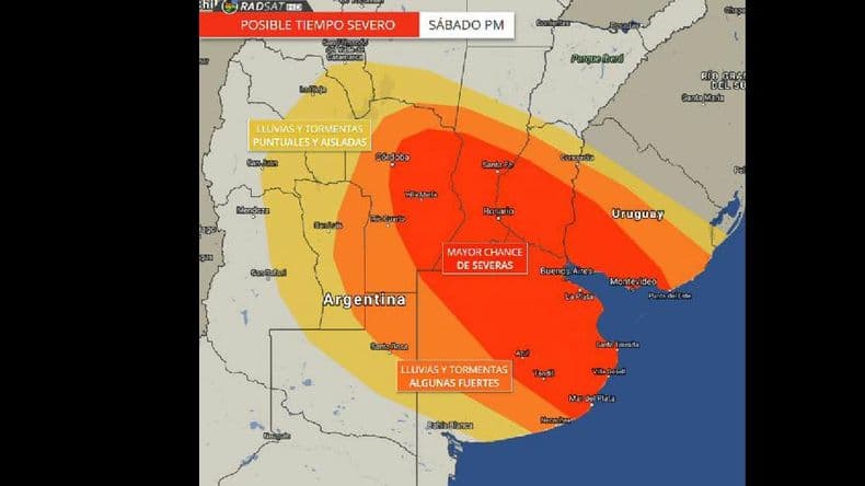 Anticipan tormentas severas para este sábado
