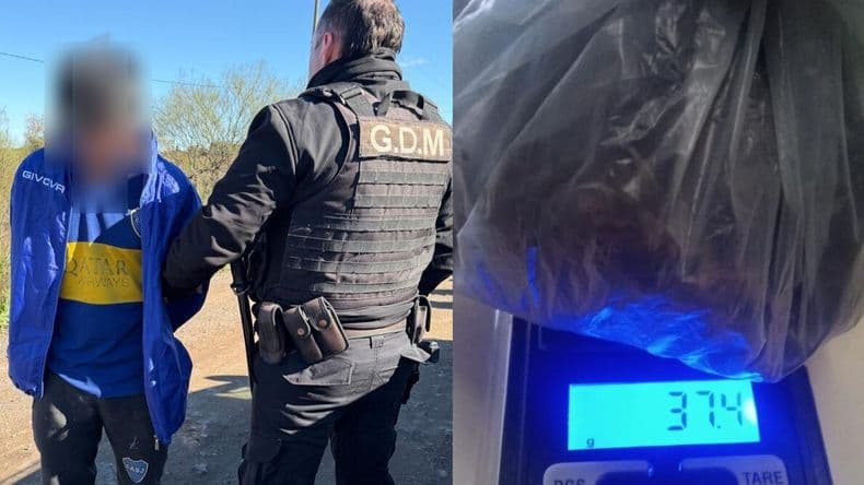 La Policía Motorizada aprehendió a un sujeto con más de 37 gramos de marihuana