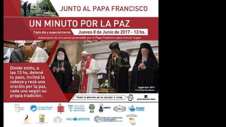 Convocan a rezar “Un Minuto por la Paz”