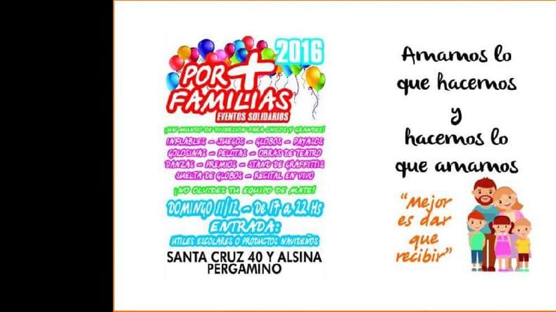 El domingo será la segunda edición del evento solidario “Por más familias”