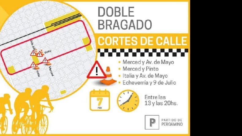 Cortes de tránsito para este miércoles por la Doble Bragado