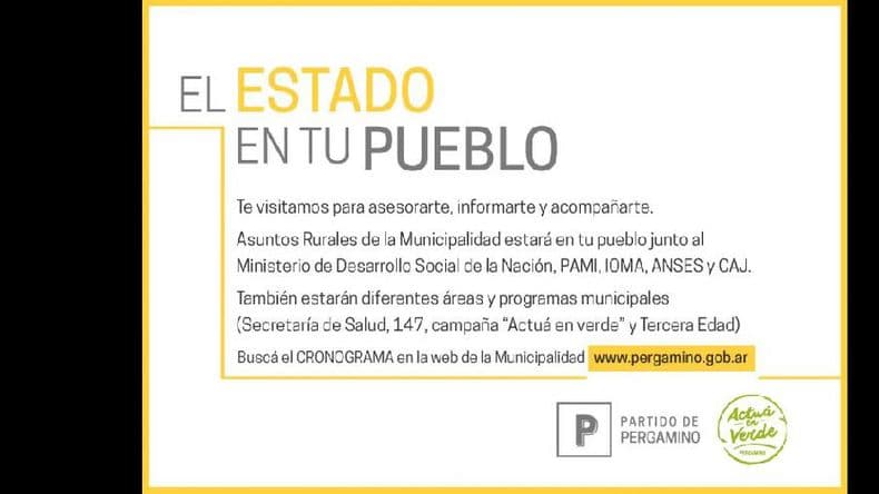 Dependencias del Estado recorrerán los pueblos del Partido
