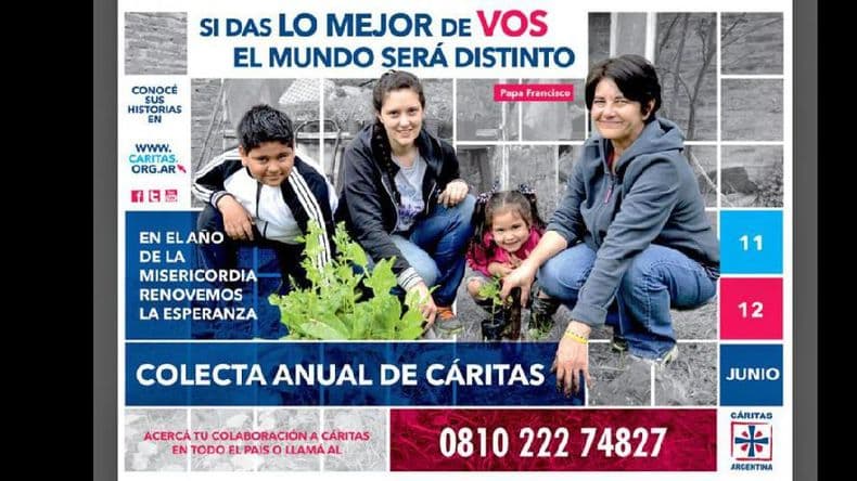 El 11 y 12 de junio se hará la colecta anual de Cáritas Argentina