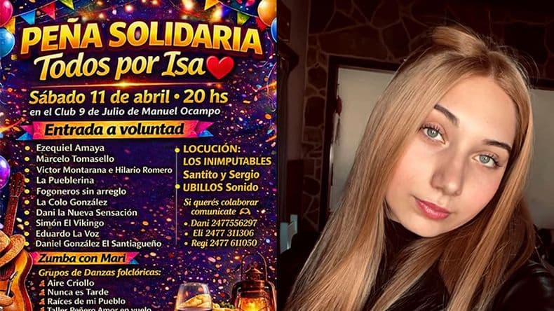 Todos por Isa: peña solidaria en Manuel Ocampo para acompañar su recuperación