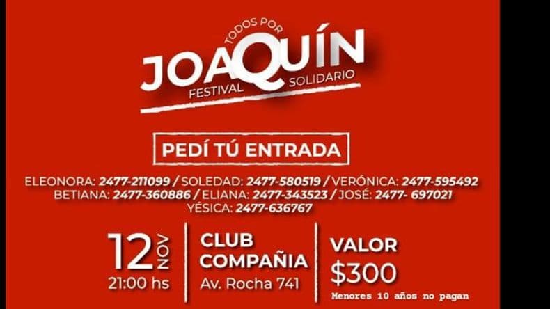 Realizan el festival solidario "Todos por Joaquín"