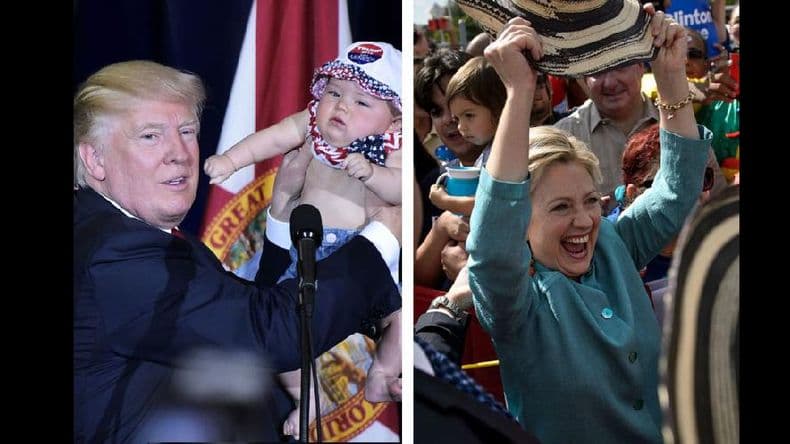 Hillary Clinton y Donald Trump de campaña en los estados decisivos