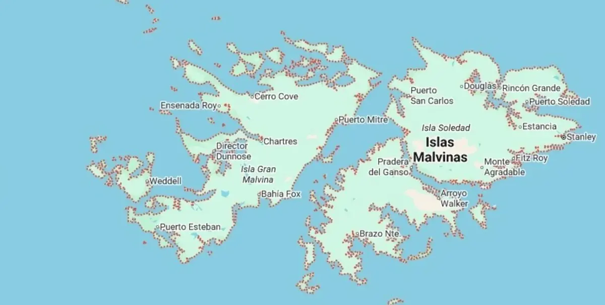 Ahora Google Maps muestra a las "Islas Malvinas" en lugar de "Falkland Islands"