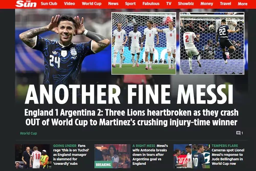 Rendidos antes Messi: así reaccionaron los medios ingleses a la derrota ante Argentina