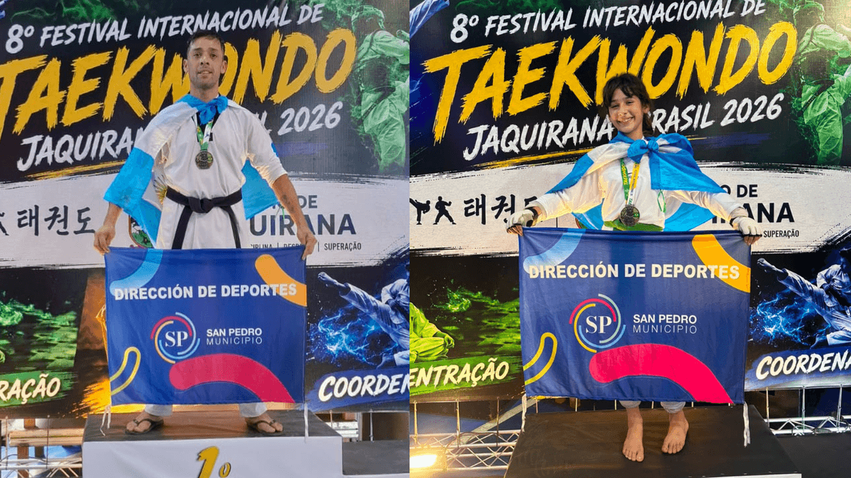 San Pedro: Bianca y Federico Cabrera se consagraron campeones de taekwondo en un torneo internacional en Brasil