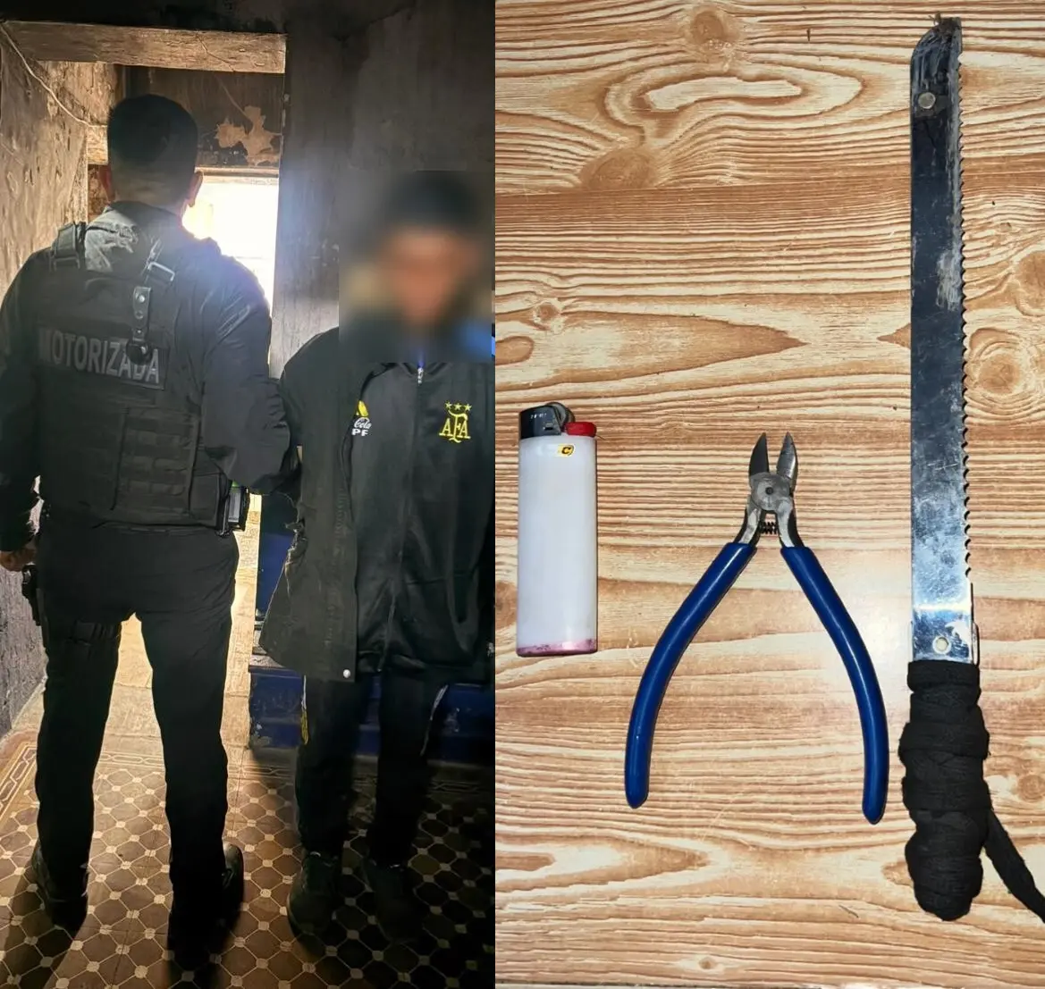 Los vecinos del barrio 9 de Julio llamaron al 911 por un sujeto robando cables del tendido urbano