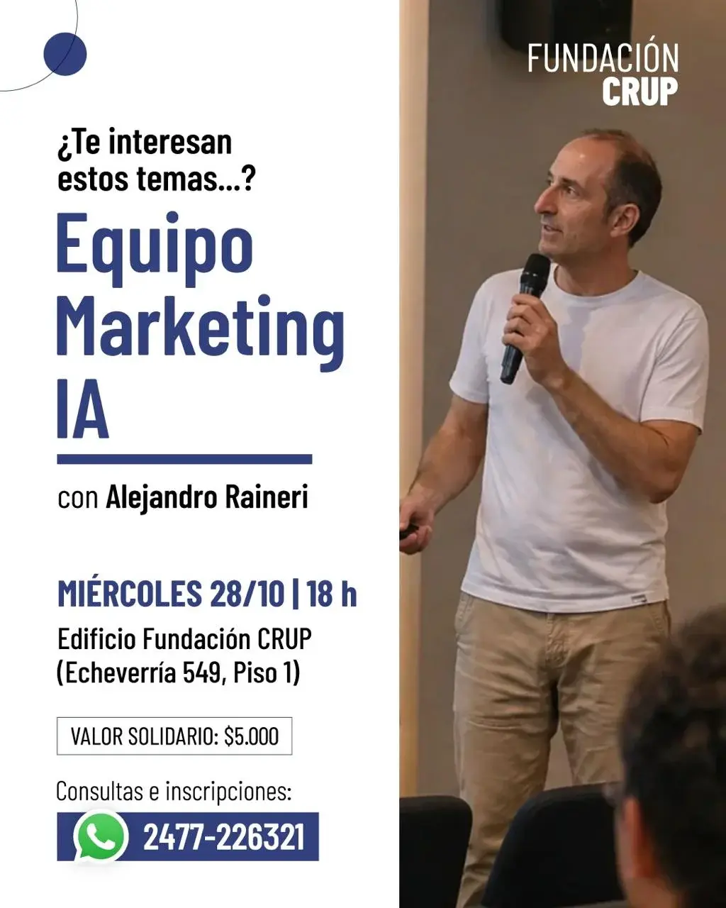 Inteligencia artificial aplicada al marketing: la Fundación CRUP dicta este miércoles una capacitación con fines solidarios